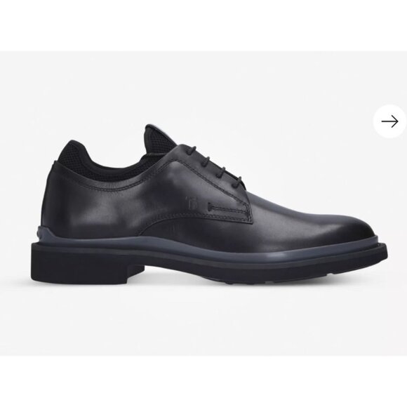 Tod’s Men’s Black Leather Derby Shoes Size 9 | Italian Luxury Lace-Up Dress Shoe - Picture 4 of 12